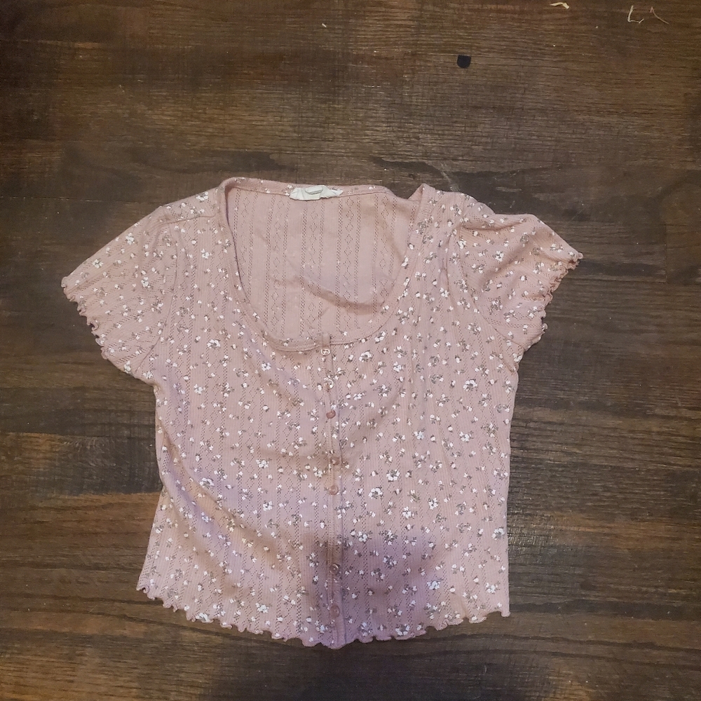 Pink floral crop top